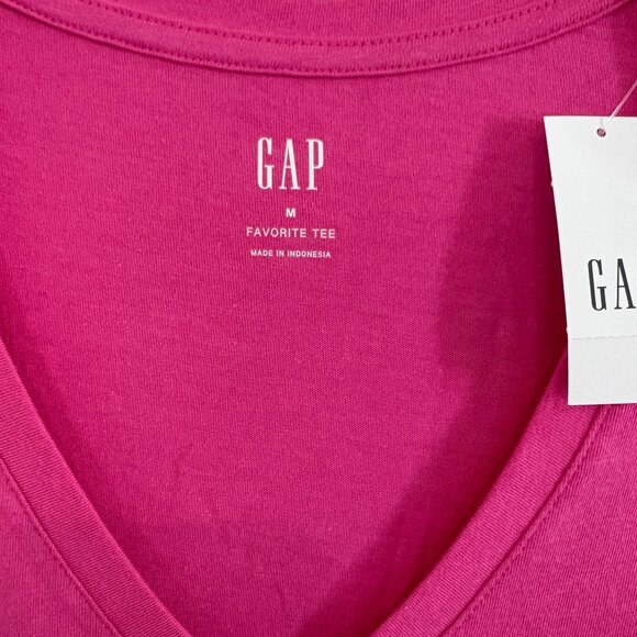 Gap Favorite Tee V-Neck T-Shirt Short Sleeve Top Happy Pink Size Medium NEW - Picture 5 of 6